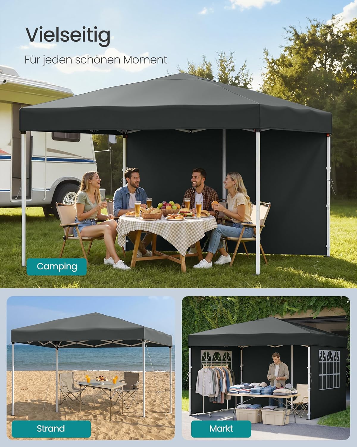 Opvouwbare Partytent – Tuinpaviljoen Met Zijwanden – 3 x 3 m – UV- en Waterafstotend – Met Draagtas - Image 7