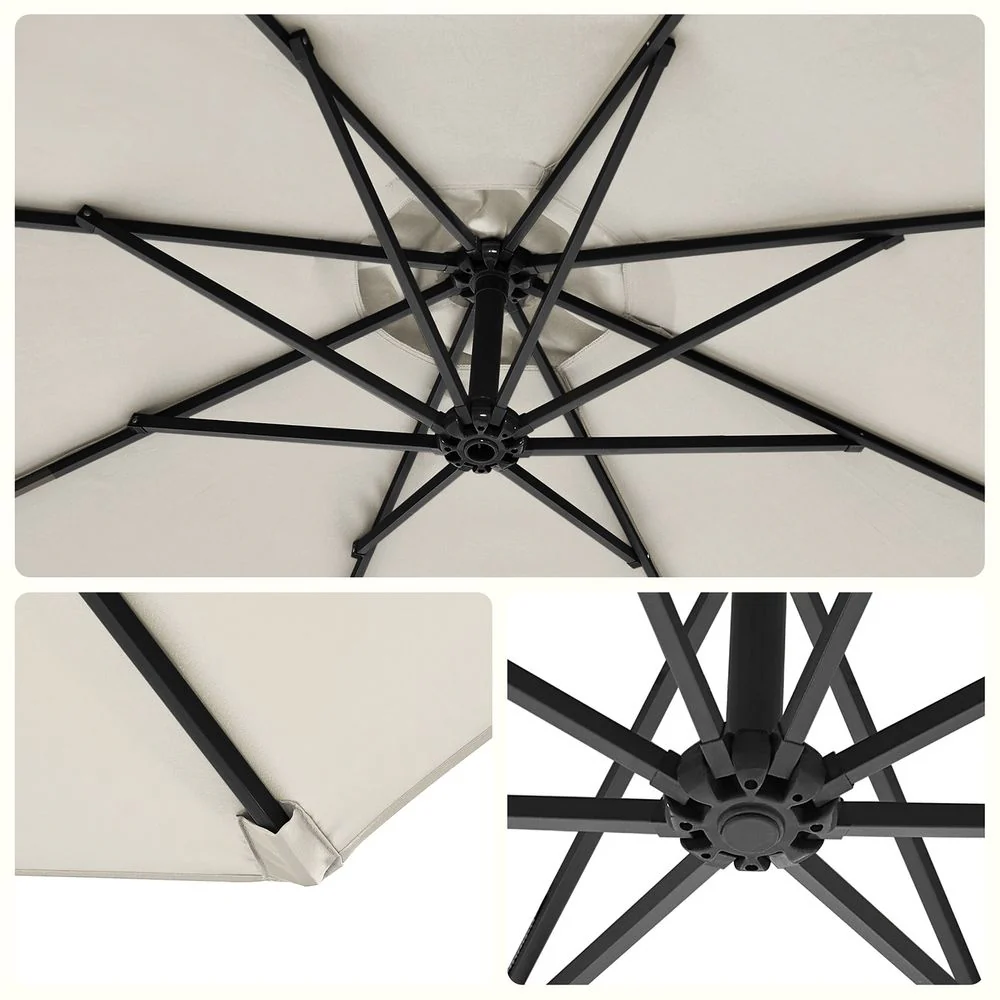 Zweefparasol Met Standaard – Tuinparasol Met UV-Bescherming UPF 50+ – Met Zwengel – Voor Balkon, Terras En Tuin - Image 10