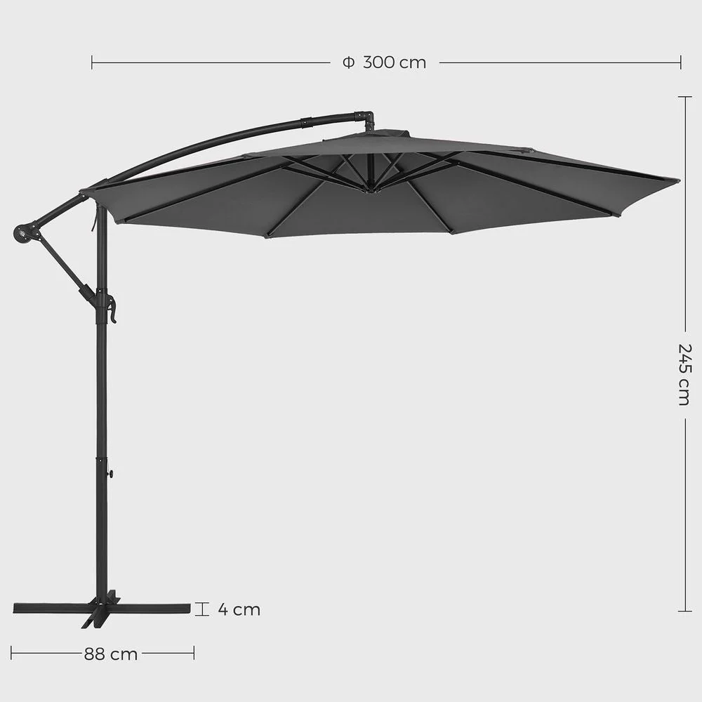 Zweefparasol Met Standaard – Tuinparasol Met UV-Bescherming UPF 50+ – Met Zwengel – Voor Balkon, Terras En Tuin - Image 11