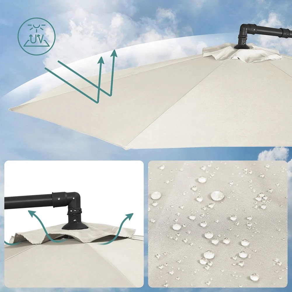 Zweefparasol Met Standaard – Tuinparasol Met UV-Bescherming UPF 50+ – Met Zwengel – Voor Balkon, Terras En Tuin - Image 12