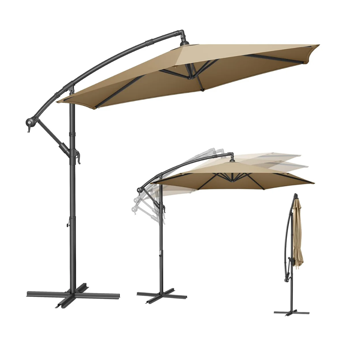 Zweefparasol Met Standaard – Tuinparasol Met UV-Bescherming UPF 50+ – Met Zwengel – Voor Balkon, Terras En Tuin - Image 3