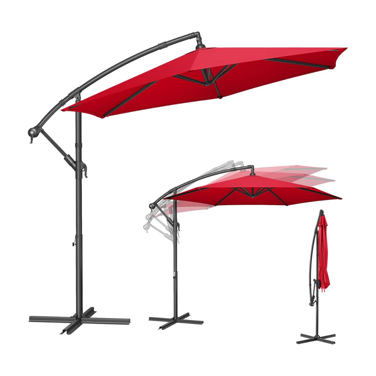 Zweefparasol Met Standaard – Tuinparasol Met UV-Bescherming UPF 50+ – Met Zwengel – Voor Balkon, Terras En Tuin - Image 4