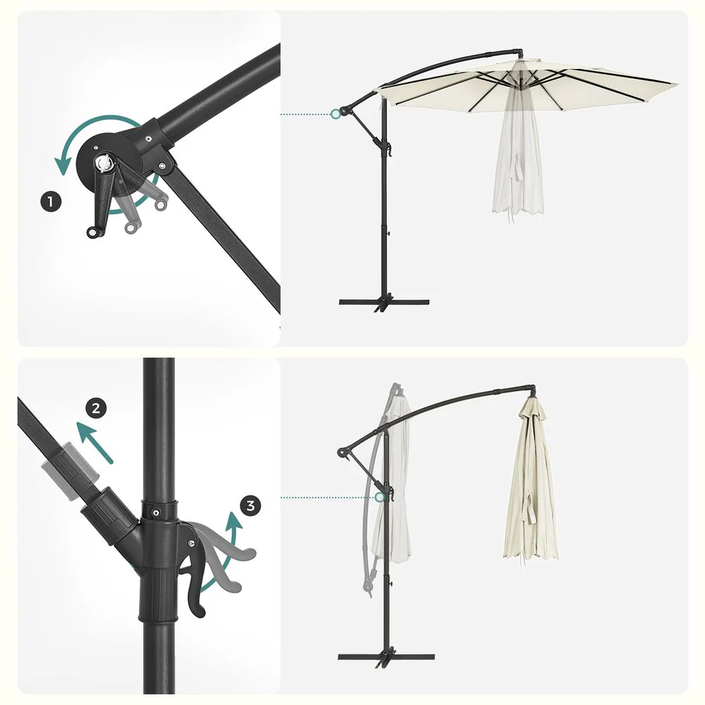 Zweefparasol Met Standaard – Tuinparasol Met UV-Bescherming UPF 50+ – Met Zwengel – Voor Balkon, Terras En Tuin - Image 7