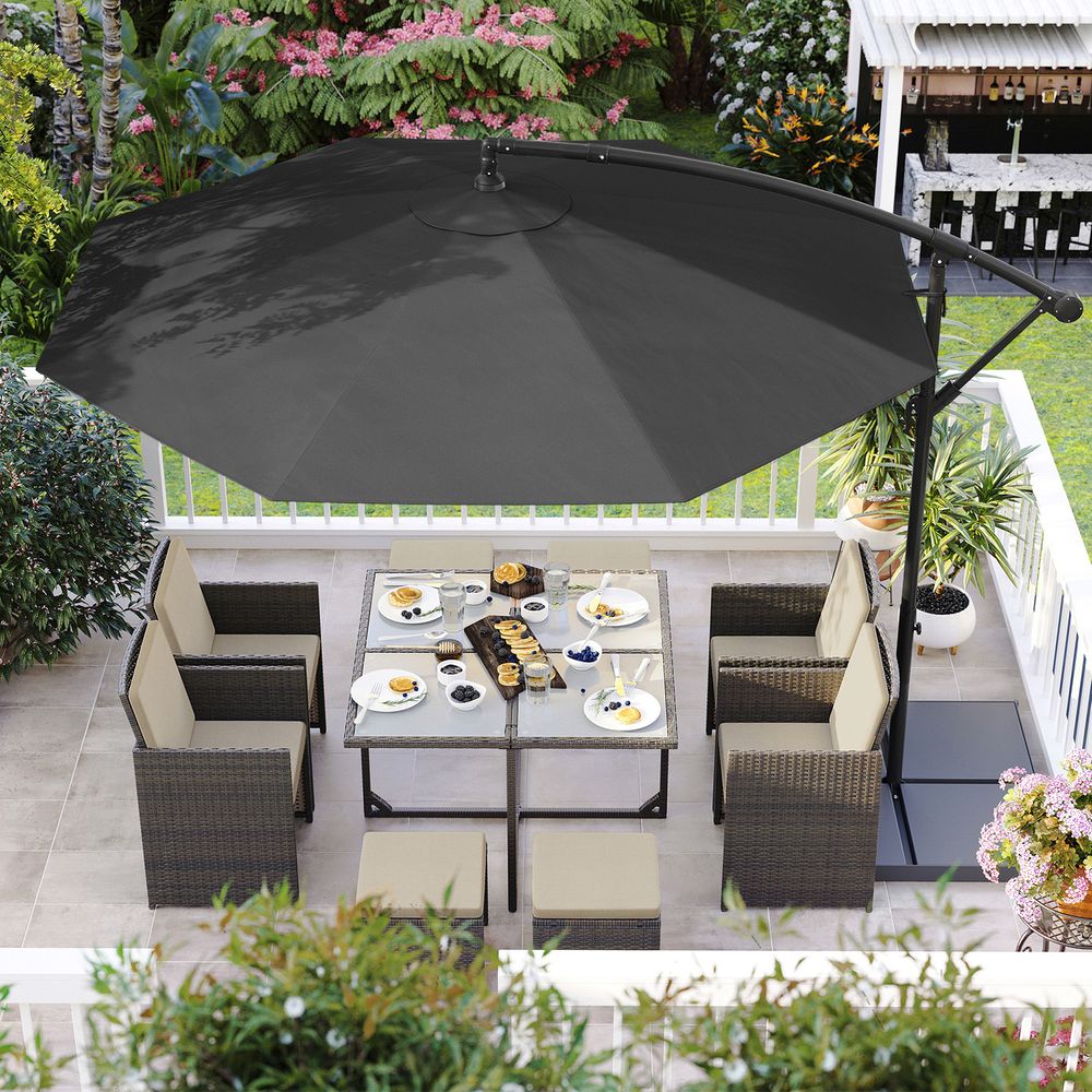 Zweefparasol Met Standaard – Tuinparasol Met UV-Bescherming UPF 50+ – Met Zwengel – Voor Balkon, Terras En Tuin - Image 8