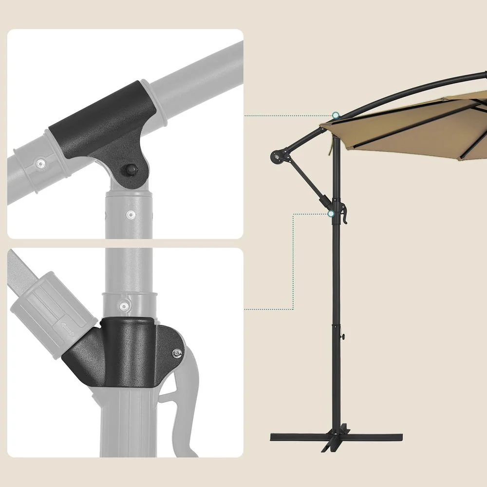Zweefparasol Met Standaard – Tuinparasol Met UV-Bescherming UPF 50+ – Met Zwengel – Voor Balkon, Terras En Tuin - Image 9