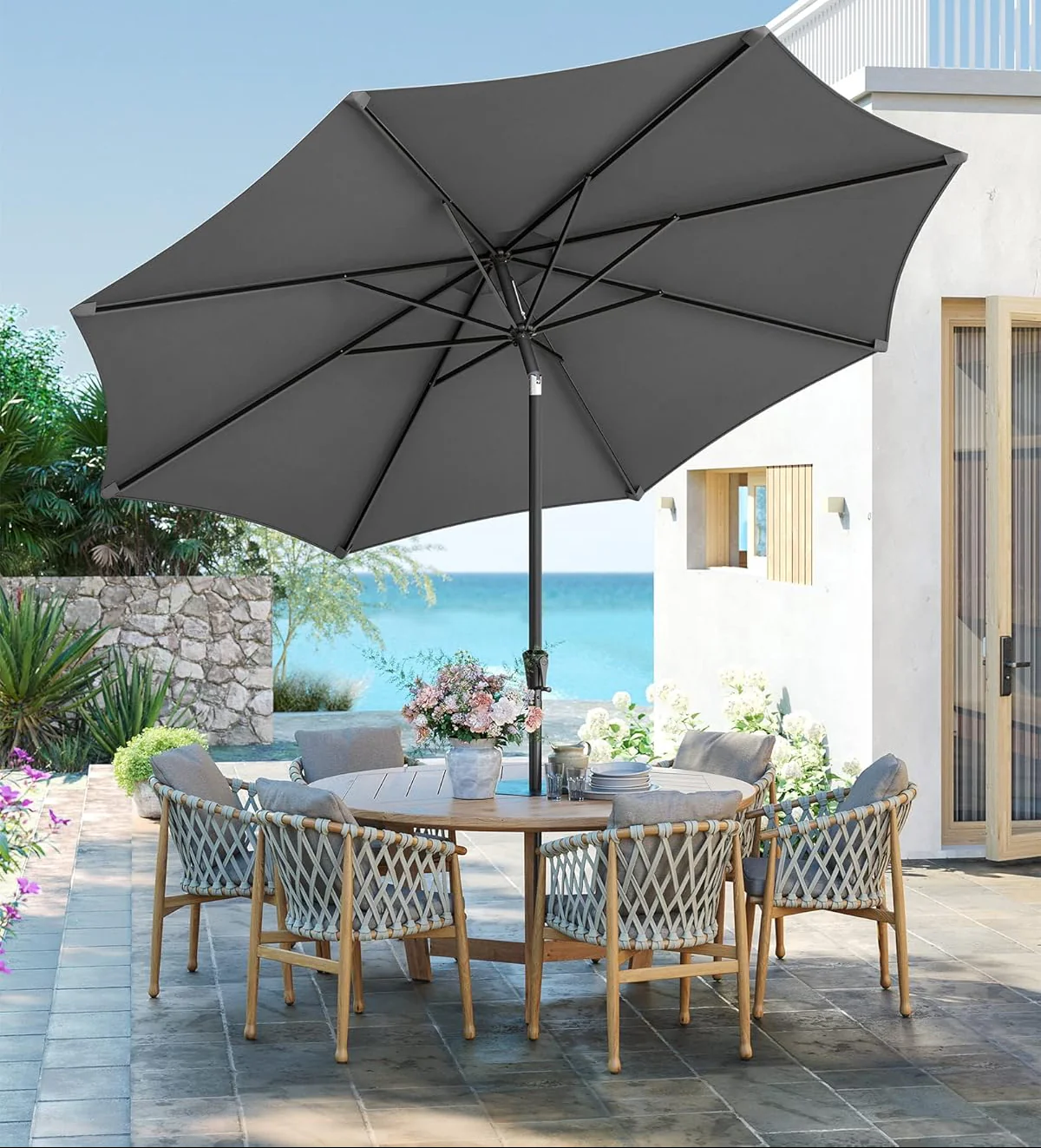 Tuinparasol – Ø 2 / 2.7 / 3 / 3.3 Meter – UPF 50+ Zonbescherming – Kantelbaar 30° – Met Zwengel – Zonder Standaard - Image 4