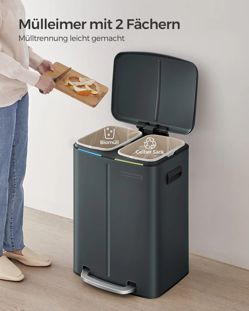Pedaalemmer 40L - Met 2 Binnenemmers - Afvalscheiding - Image 7