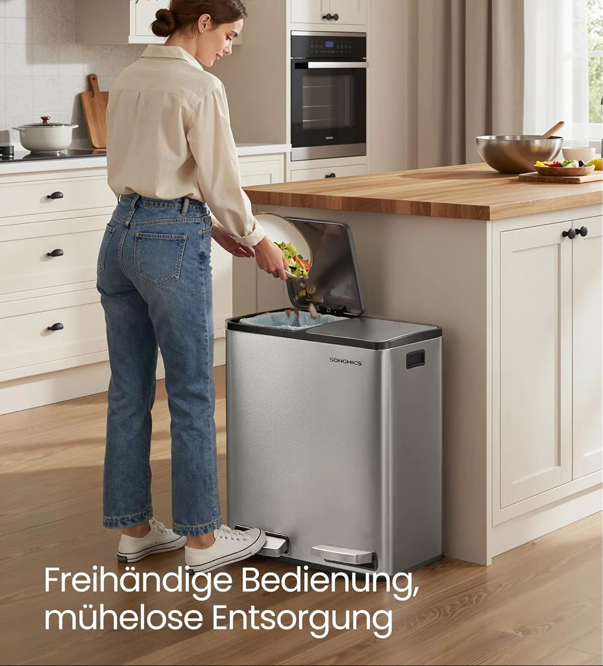 Prullenbak Met Afvalscheiding – Pedaalemmer – Softclose – RVS - Image 5