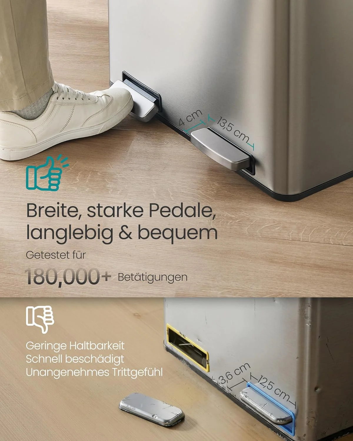 Prullenbak Met Afvalscheiding – Pedaalemmer – Softclose – RVS - Image 6