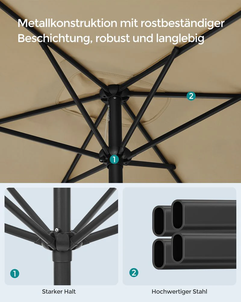 Rechthoekige Parasol - Balkon Parasol met Kantelfunctie - UV-bescherming - Image 11
