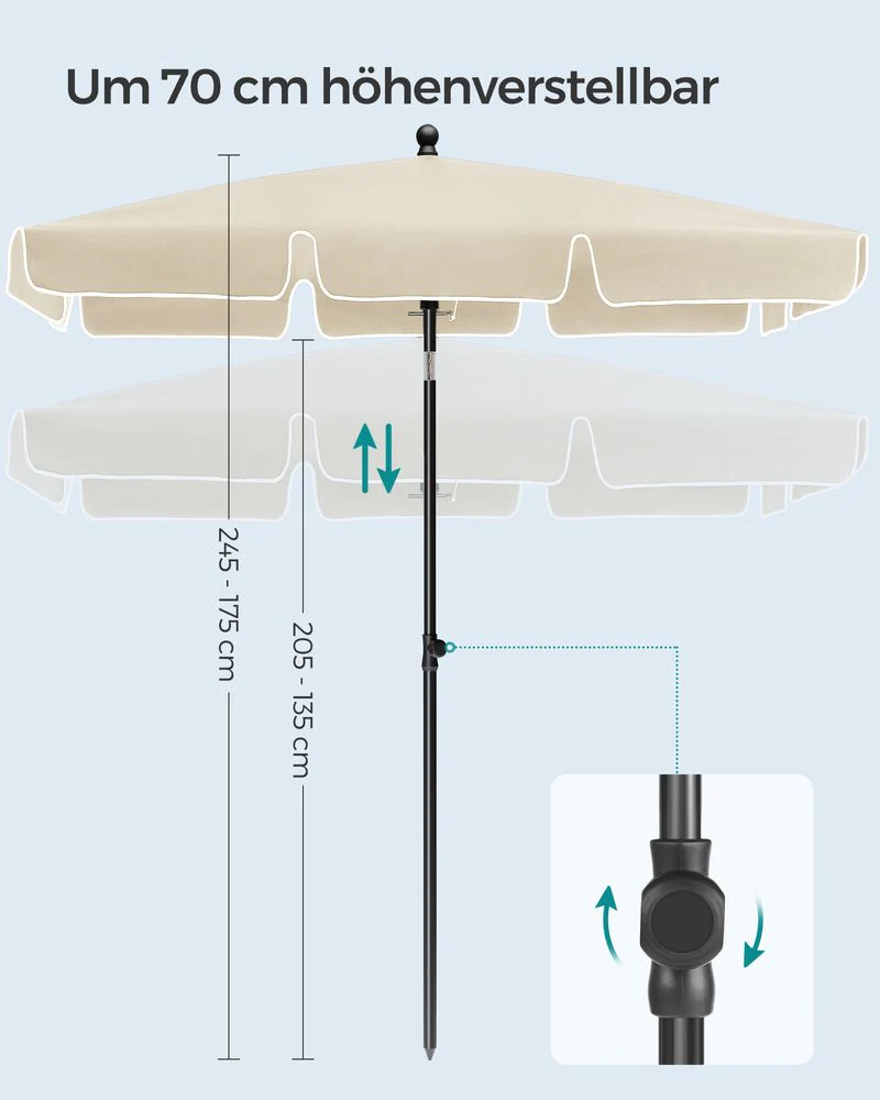 Rechthoekige Parasol - Kantelbaar - Hoogte Verstelbaar - UV-bescherming tot UPF 50+ - Image 9