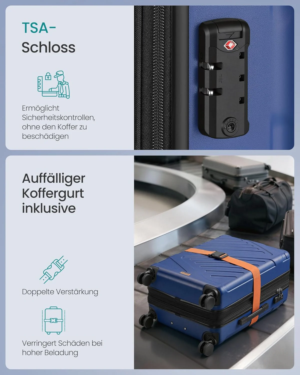 Reiskoffer Hardshell – Met TSA Slot – 4 Dubbele Wielen – Inclusief Kofferriem - Image 6
