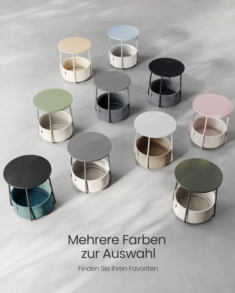 Moderne Ronde Bijzettafel met Opbergmand - Image 13