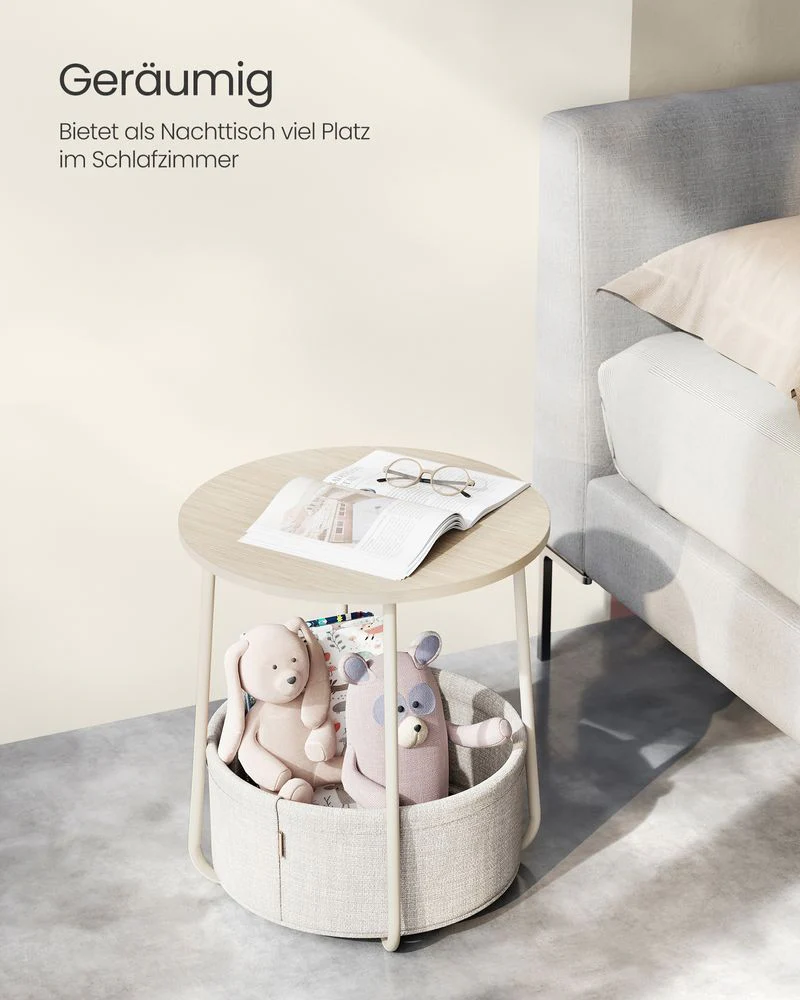 Moderne Ronde Bijzettafel met Opbergmand - Image 5