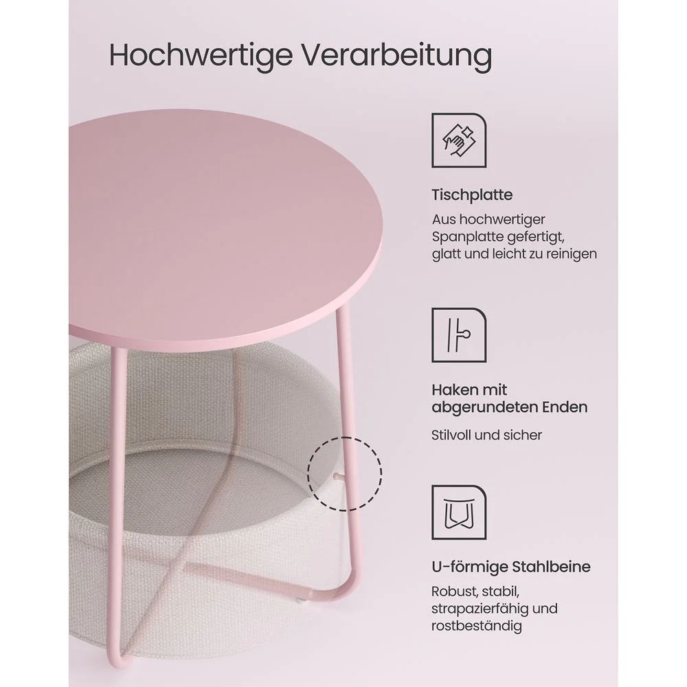 Moderne Ronde Bijzettafel met Opbergmand - Image 9