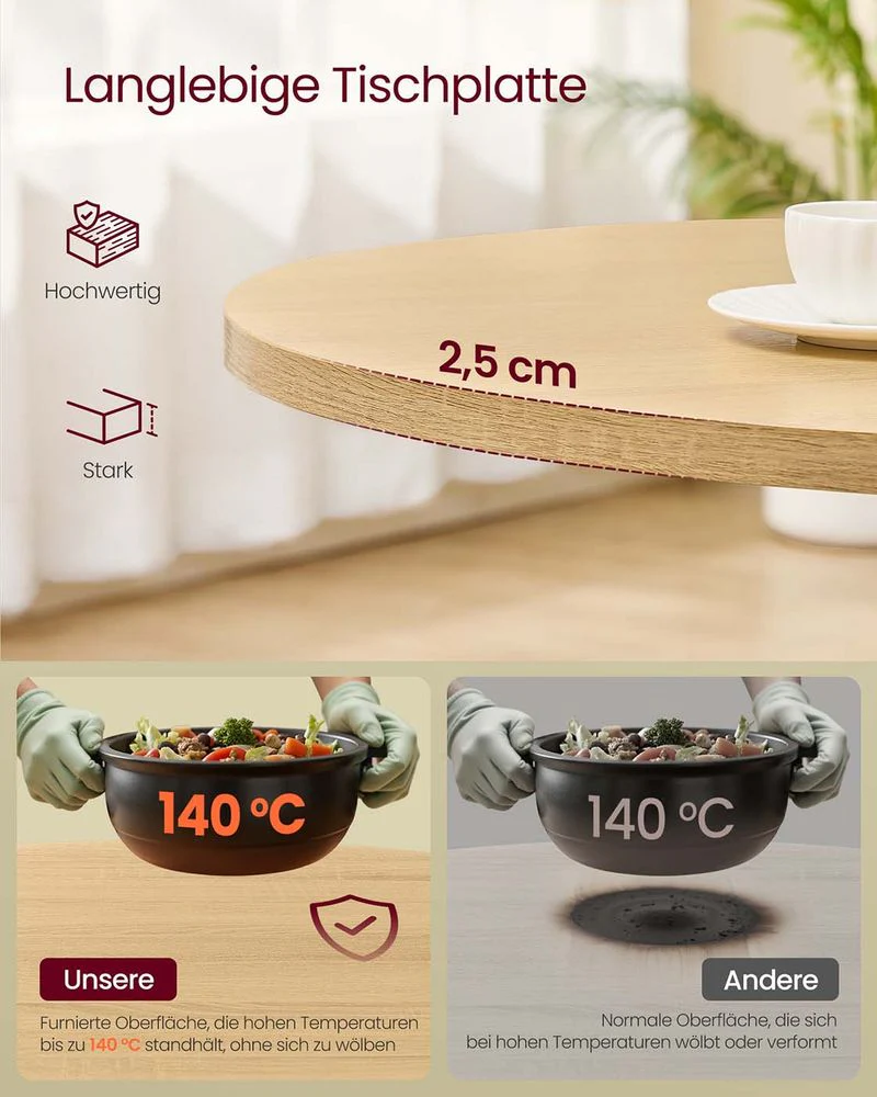 Ronde Eettafel Ø 80 cm – Moderne Landhuisstijl – Hittebestendig & Waterafstotend - Image 5