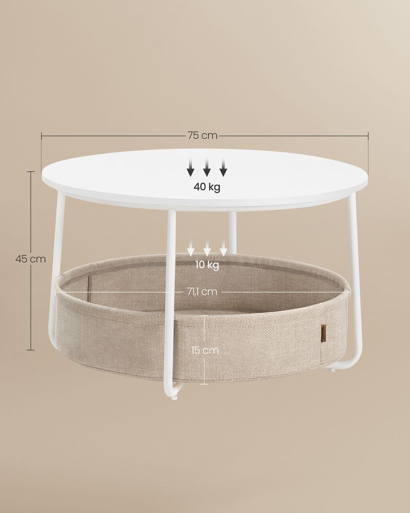 Ronde Salontafel met Opbergmand - Stijlvol en praktisch - 75 cm - Image 8