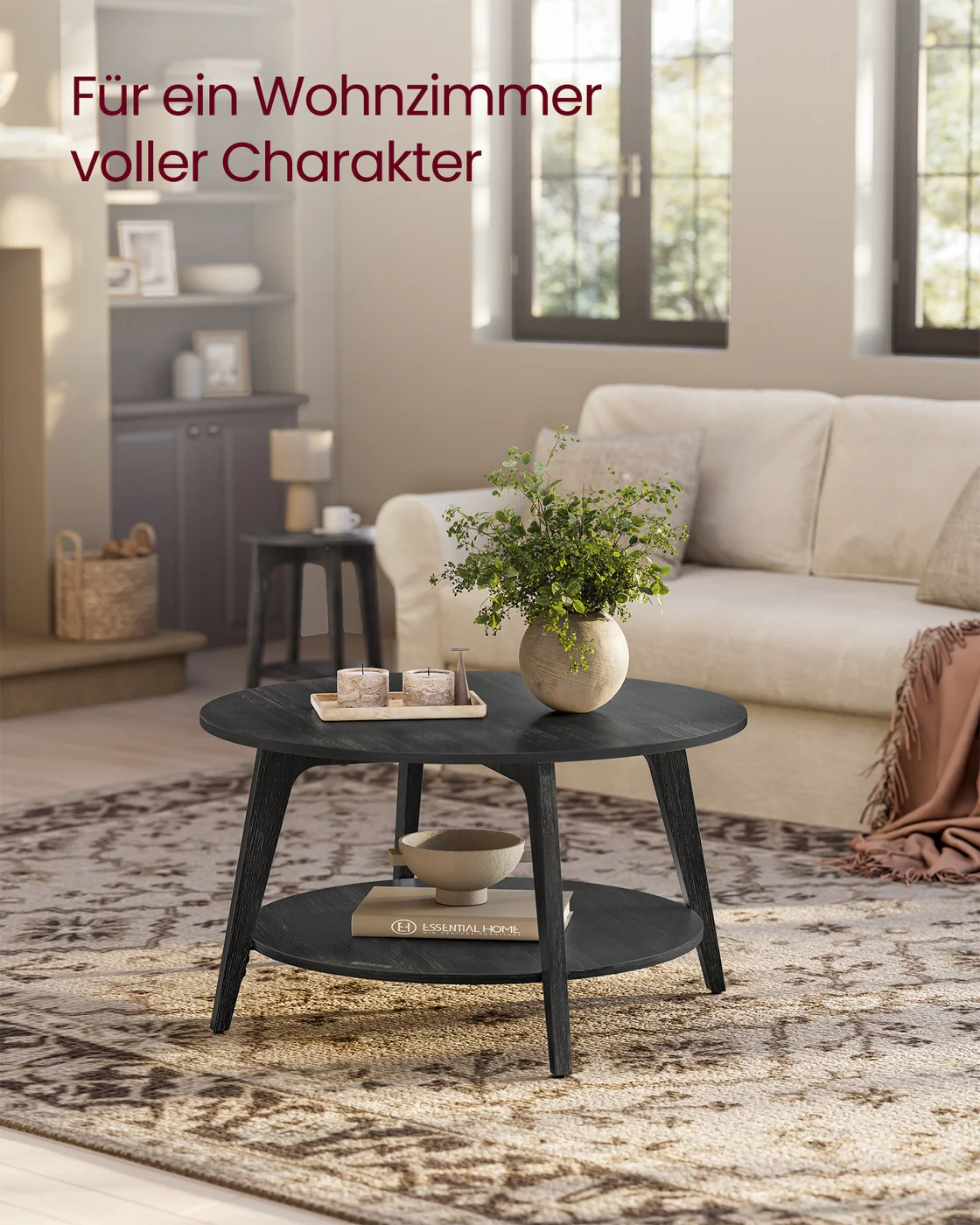 Salontafel – 2 Niveaus – Spaanplaat en MDF – Eenvoudige montage – 80 cm Rond - Image 2