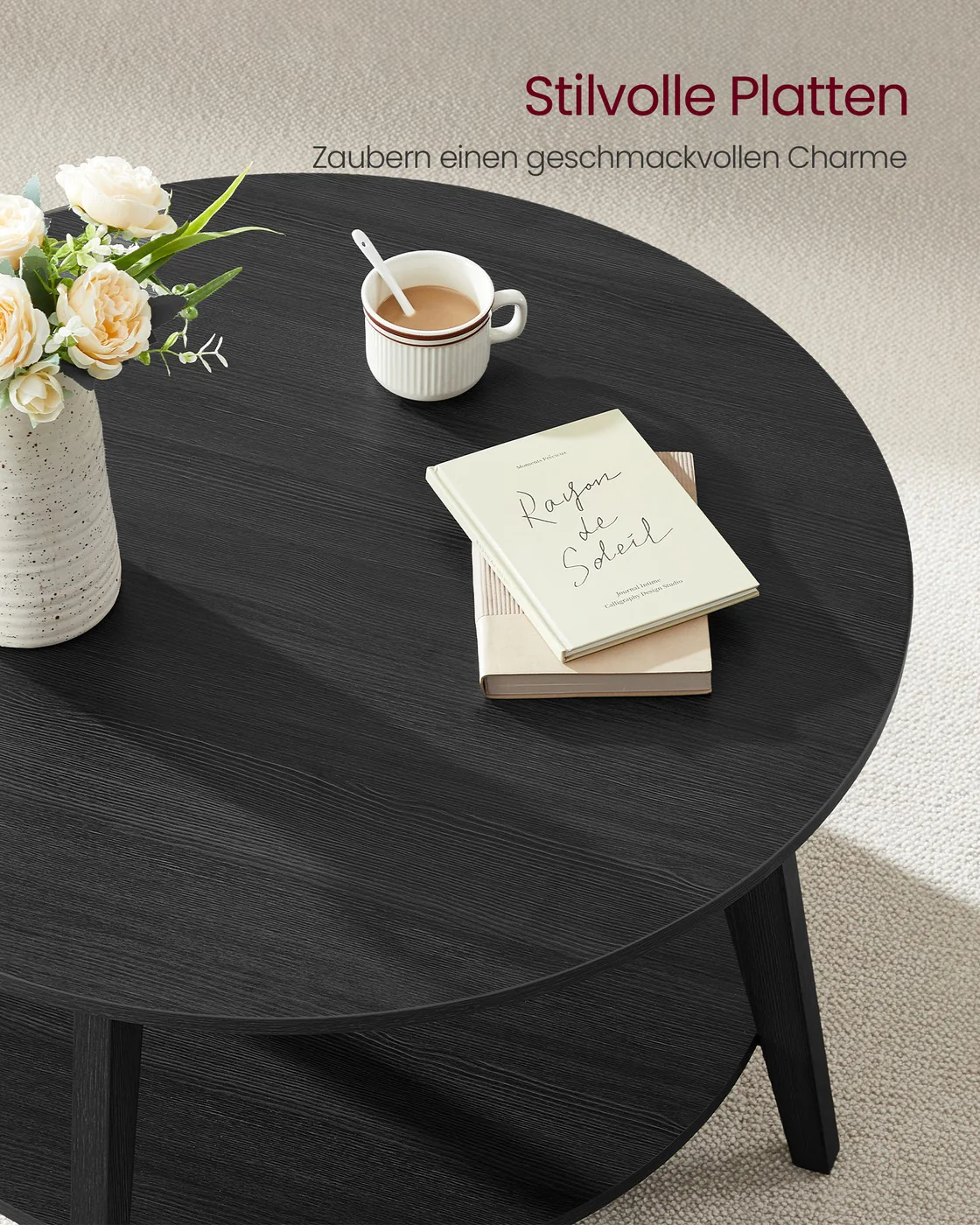 Salontafel – 2 Niveaus – Spaanplaat en MDF – Eenvoudige montage – 80 cm Rond - Image 4