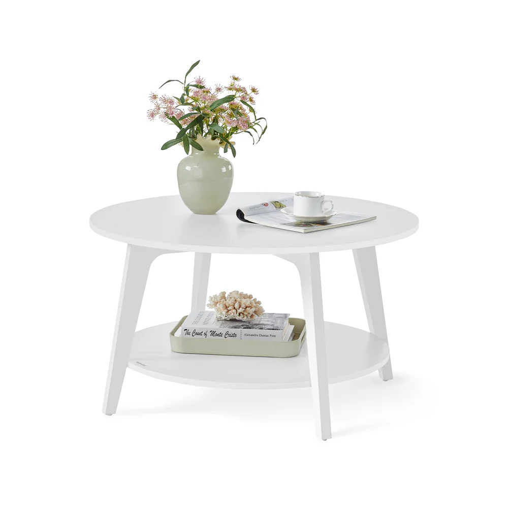 Salontafel – 2 Niveaus – Spaanplaat en MDF – Eenvoudige montage – 80 cm Rond - Image 7