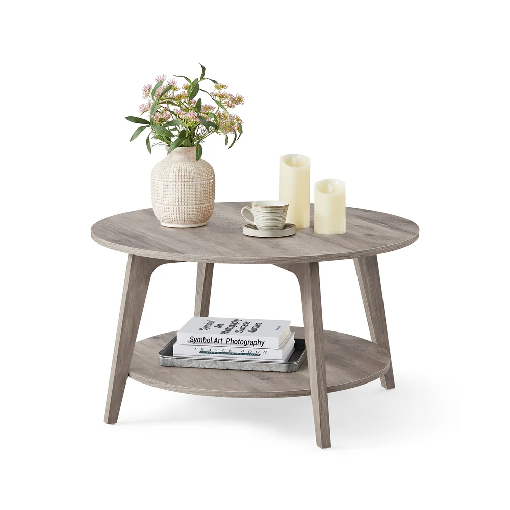 Salontafel – 2 Niveaus – Spaanplaat en MDF – Eenvoudige montage – 80 cm Rond - Image 9