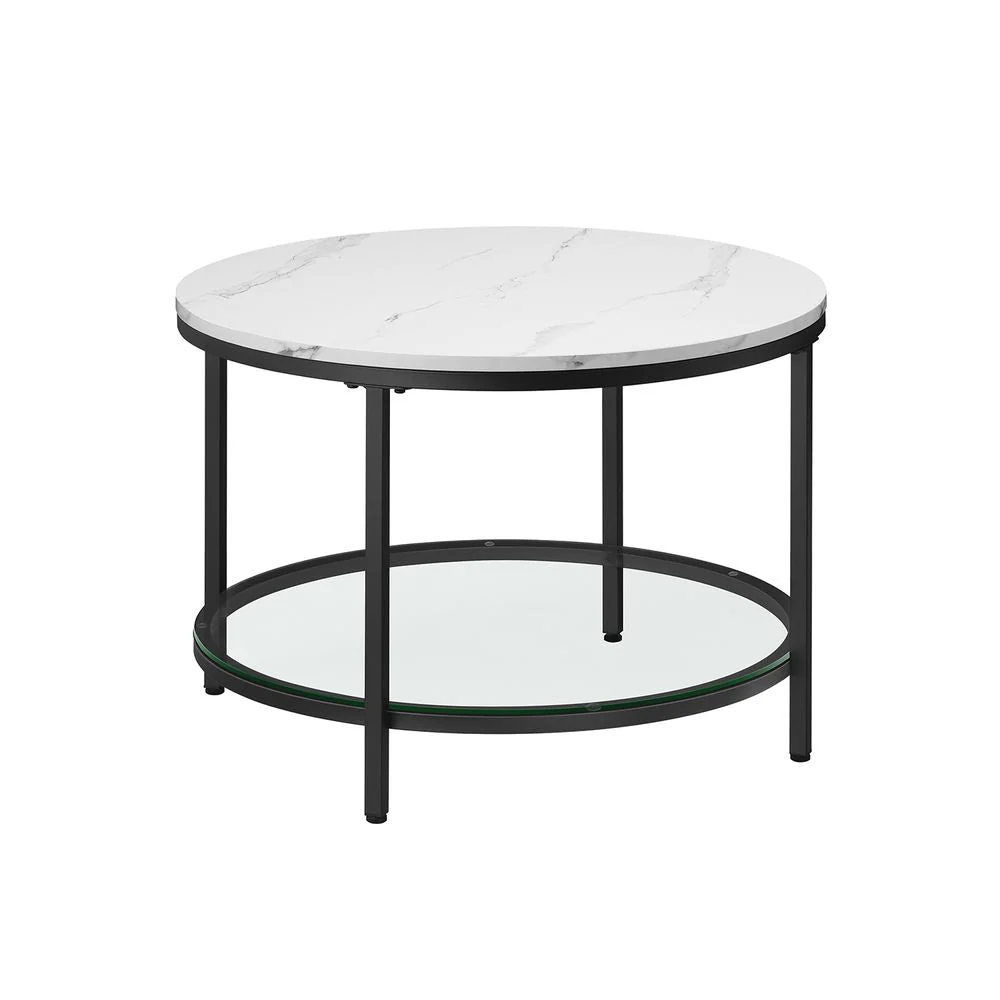 Salontafel met Marmerlook Tafelblad - Glazen Blad - Dubbele Ruimte - Image 10