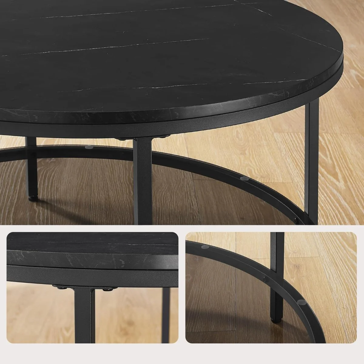 Salontafel met Marmerlook Tafelblad - Glazen Blad - Dubbele Ruimte - Image 8