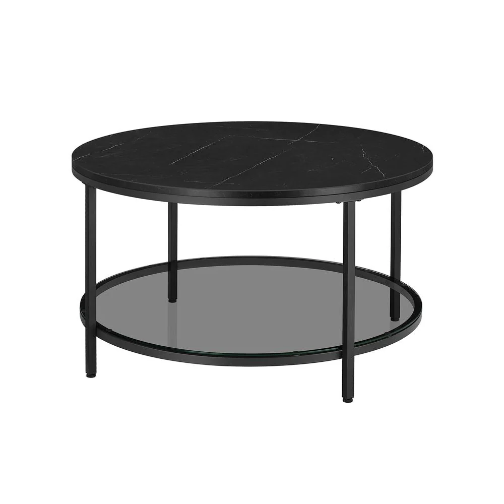 Salontafel met Marmerlook Tafelblad - Glazen Blad - Dubbele Ruimte - Image 9