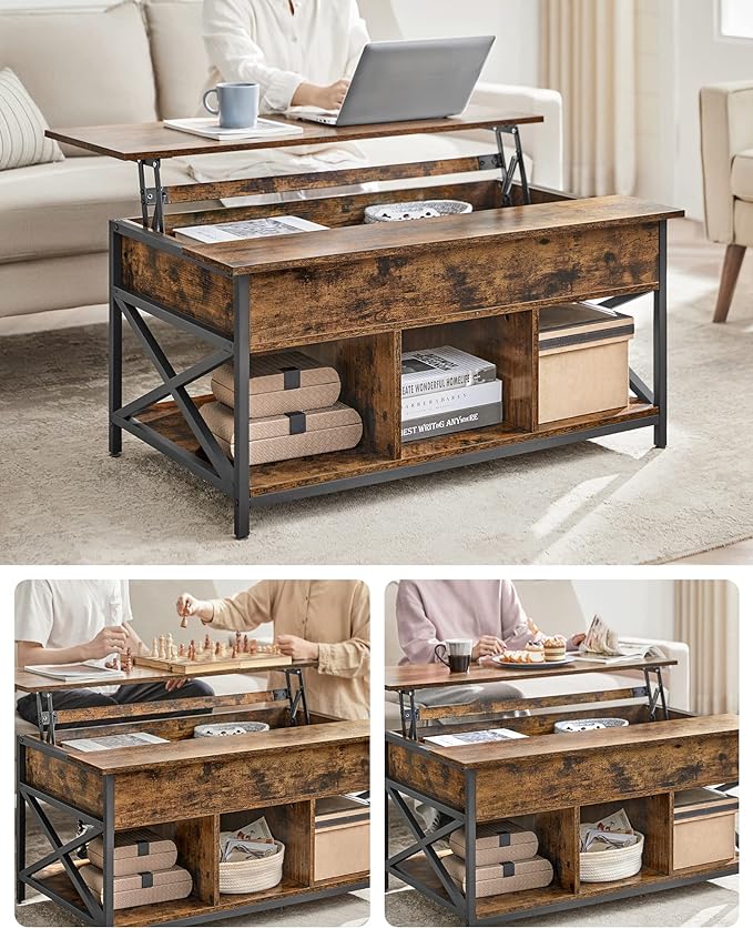 Salontafel met Opbergruimte - Blad in Hoogte Verstelbaar - Woonkamer Tafel - Image 3