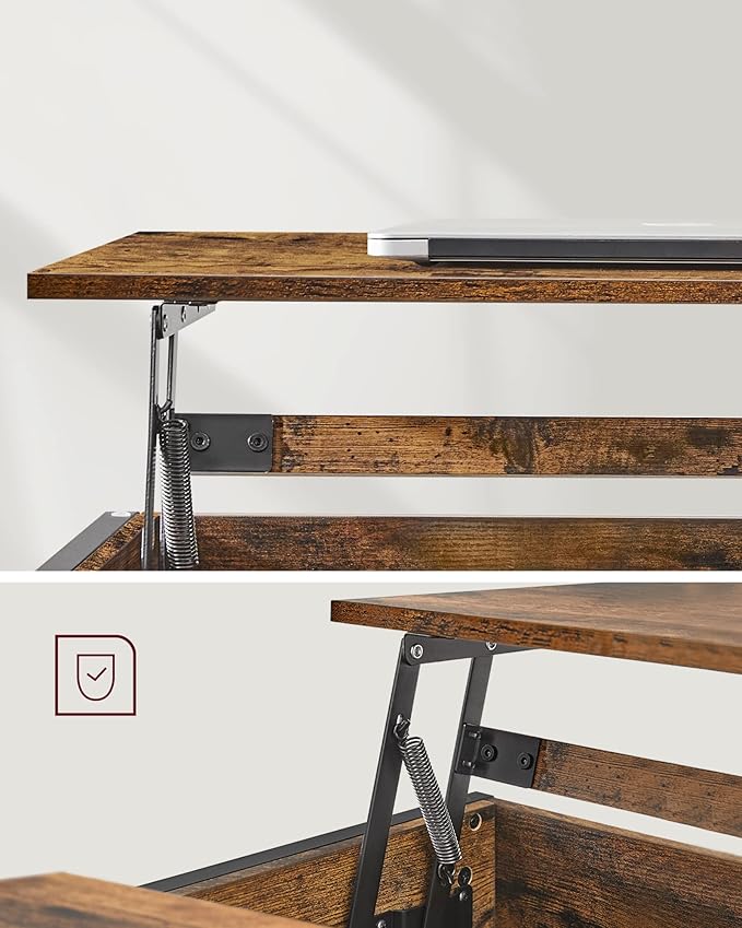 Salontafel met Opbergruimte - Blad in Hoogte Verstelbaar - Woonkamer Tafel - Image 4