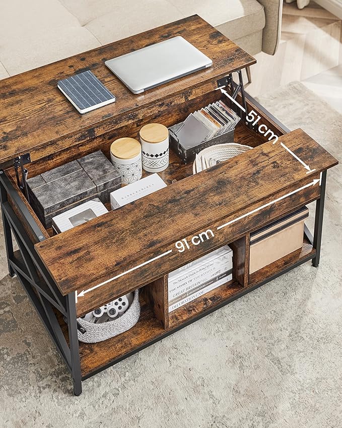 Salontafel met Opbergruimte - Blad in Hoogte Verstelbaar - Woonkamer Tafel - Image 5