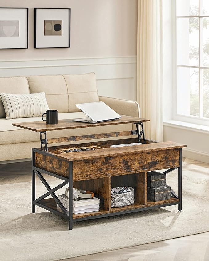 Salontafel met Opbergruimte - Blad in Hoogte Verstelbaar - Woonkamer Tafel - Image 7