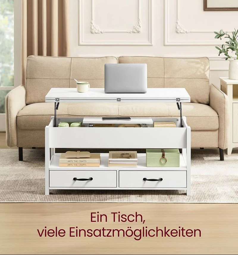 Salontafel Met Opklapbaar Blad en Verborgen Opbergruimte – Multifunctioneel, Verstelbaar en Modern Ontwerp – 100 cm Breed - Image 3