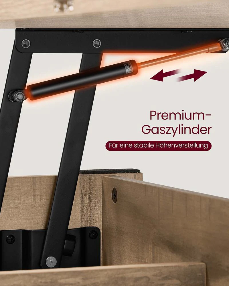 Salontafel Met Opklapbaar Blad en Verborgen Opbergruimte – Multifunctioneel, Verstelbaar en Modern Ontwerp – 100 cm Breed - Image 9