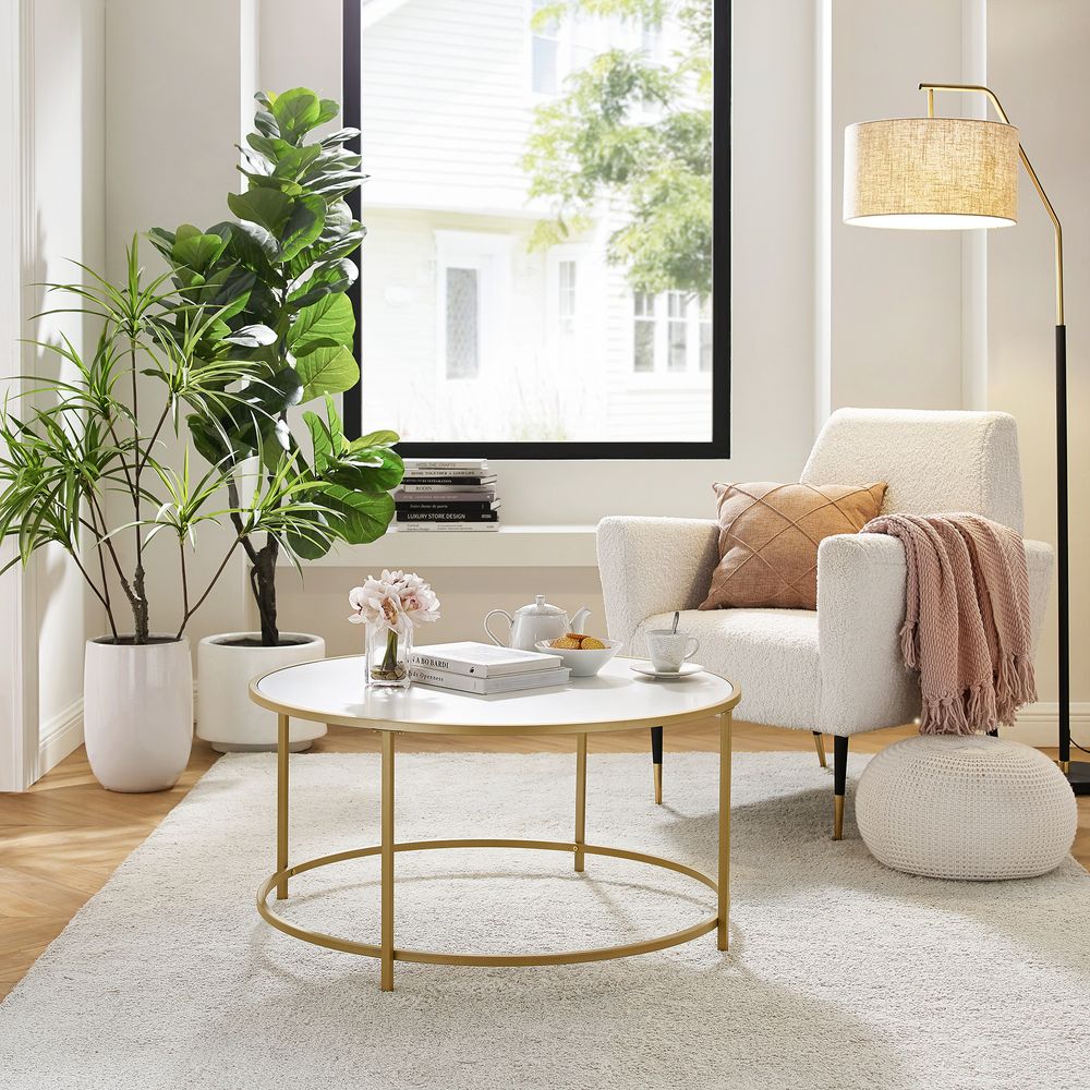 Salontafel met Rond Goudkleurig Frame – Elegante Blikvanger voor de Woonkamer - Image 3