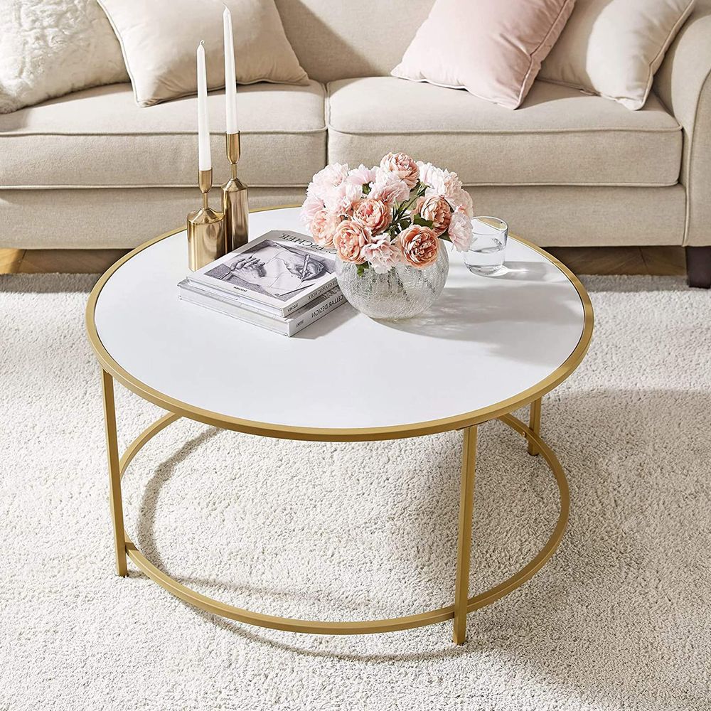 Salontafel met Rond Goudkleurig Frame – Elegante Blikvanger voor de Woonkamer - Image 4
