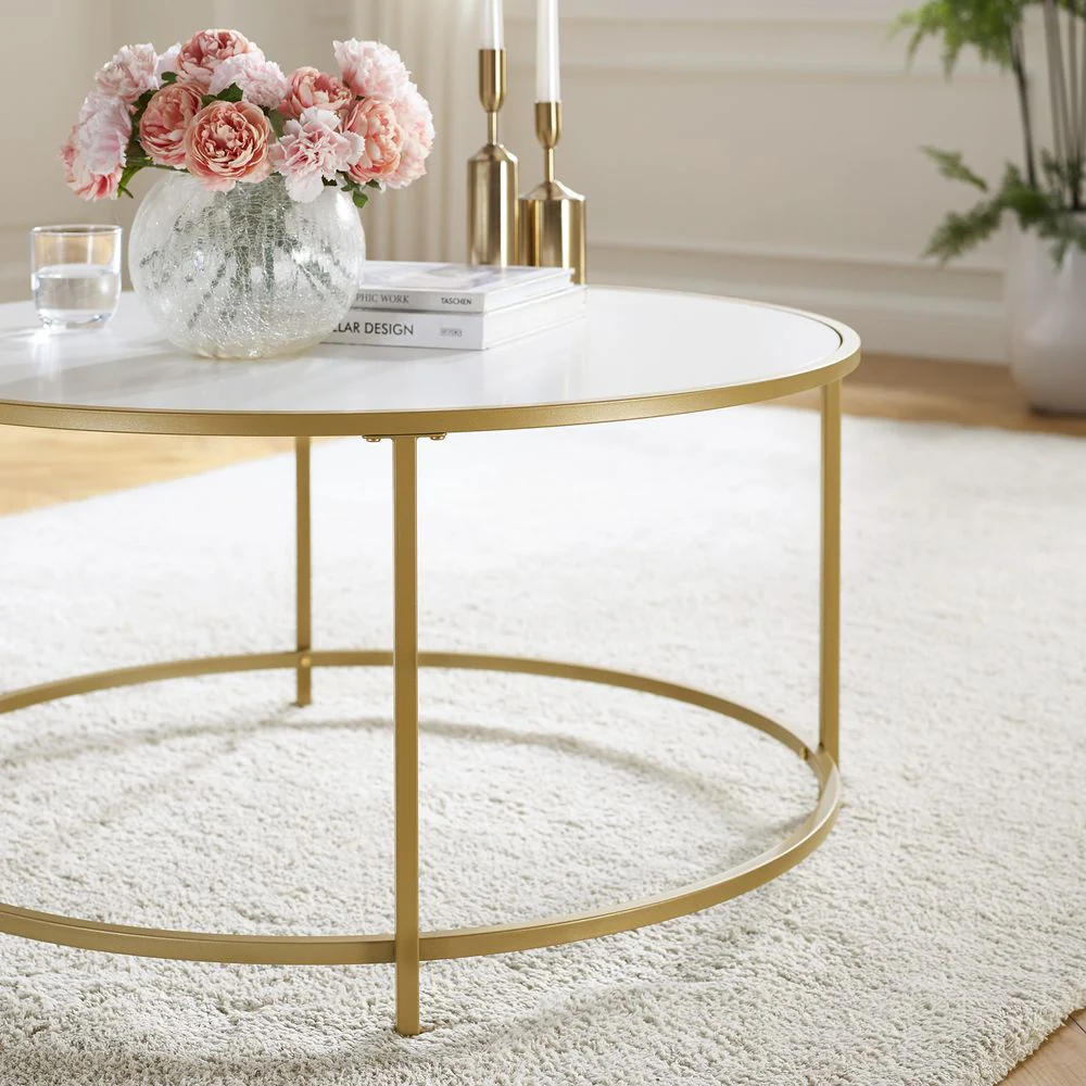 Salontafel met Rond Goudkleurig Frame – Elegante Blikvanger voor de Woonkamer - Image 5