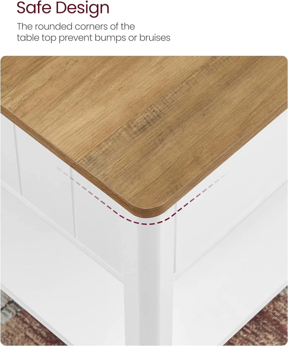 Salontafel met Lade - Bruin tafelblad - Wit onderstel - Koffietafel - 80 x 80 cm - Image 5