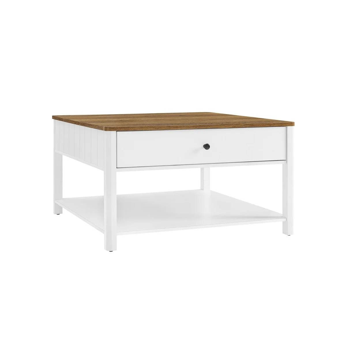 Salontafel met Lade - Bruin tafelblad - Wit onderstel - Koffietafel - 80 x 80 cm - Image 7