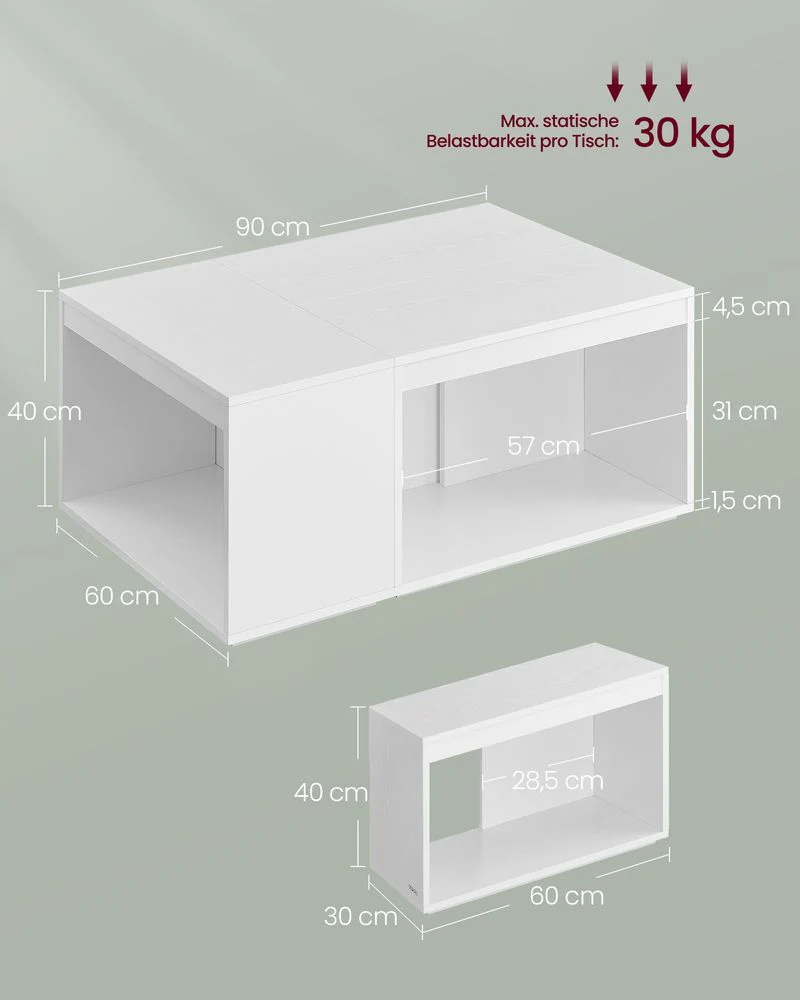 Salontafelset 3-delig – Moderne Bijzettafels – Flexibel te Combineren – Met Extra Opbergruimte – Houtlook - Image 5