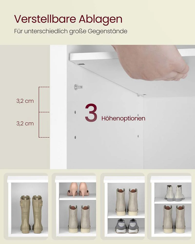 Schoenenbank met 6 open vakken – Landelijke stijl – Tot 136 kg belastbaar - Image 6