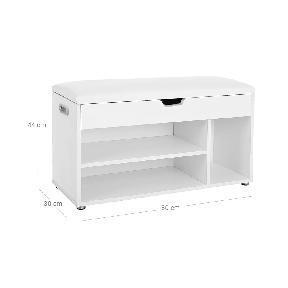 Schoenenbank met Zitkussen – Opbergmeubel voor Hal of Slaapkamer – Schoenenrek met Lade en Planken - Image 7