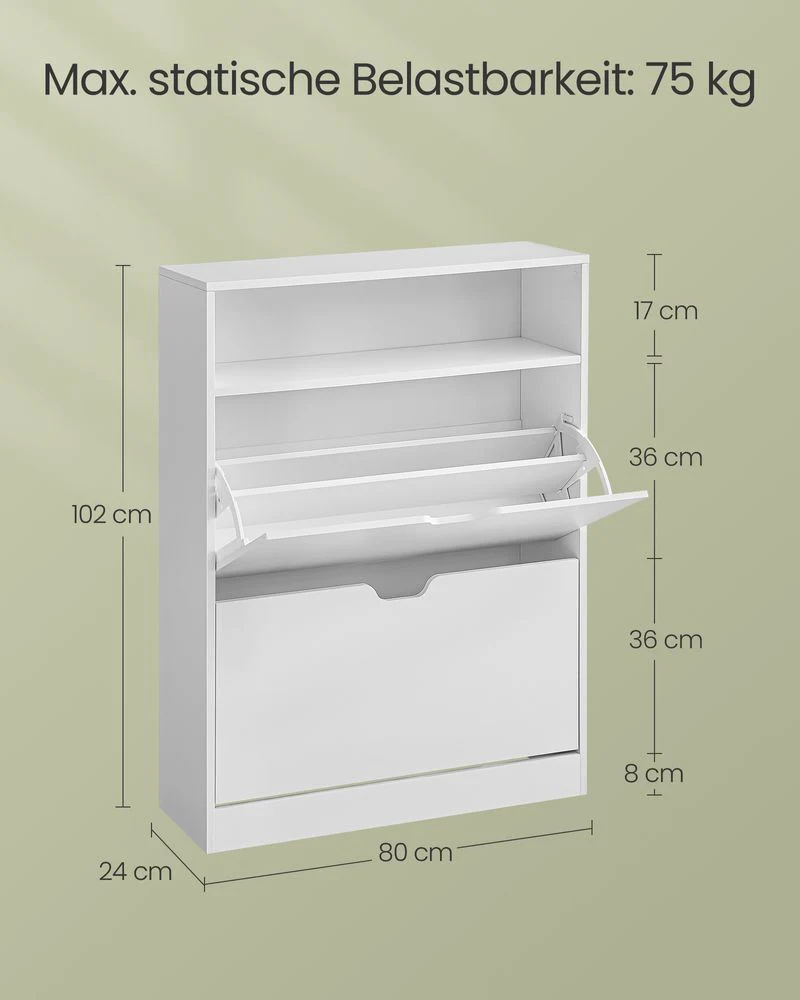 Schoenenkast – Ruimtebesparend Ontwerp – Voor 11–16 Paar Schoenen – Verstelbare Indeling – 80 cm Breed - Image 8