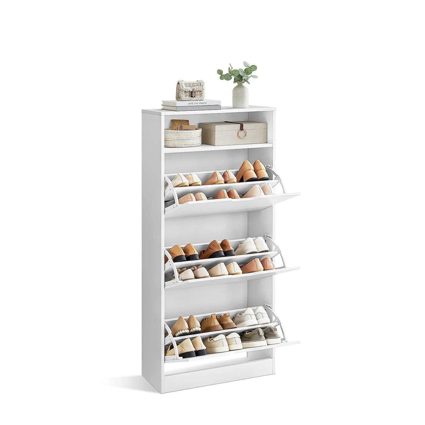 Schoenenkast – Voor 14–18 Paar Schoenen – Smal En Hoog Model – Verstelbare Indeling – 60 cm Breed
