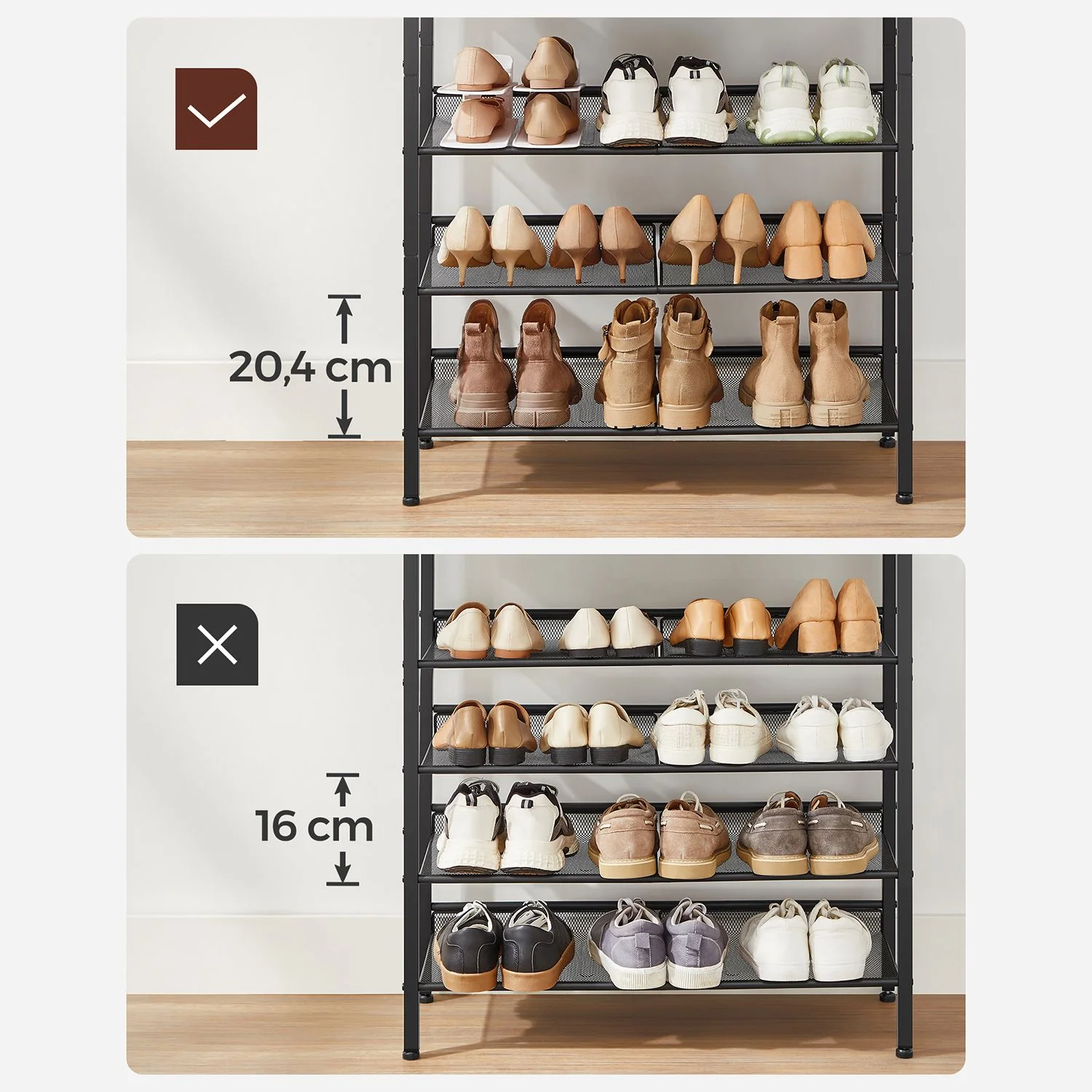 Schoenenrek 5 Lagen – Industriële Schoenenkast – Schoenenrek voor 20-25 Paar – 75 x 28 x 93 cm - Image 5