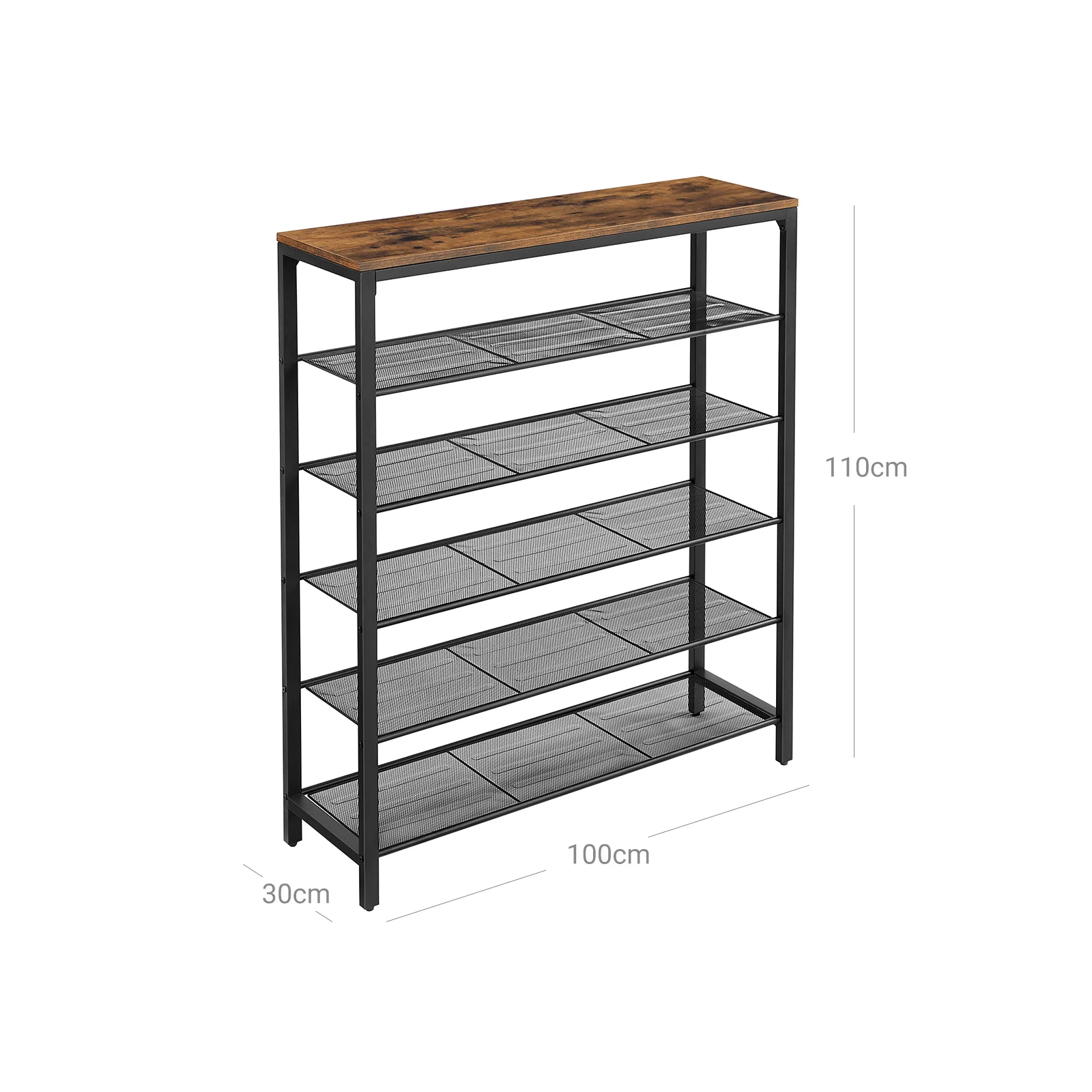 Schoenenrek 5 Lagen – Industriële Schoenenkast – Schoenenrek voor 20 Paar – 100 x 30 x 110 cm - Image 7