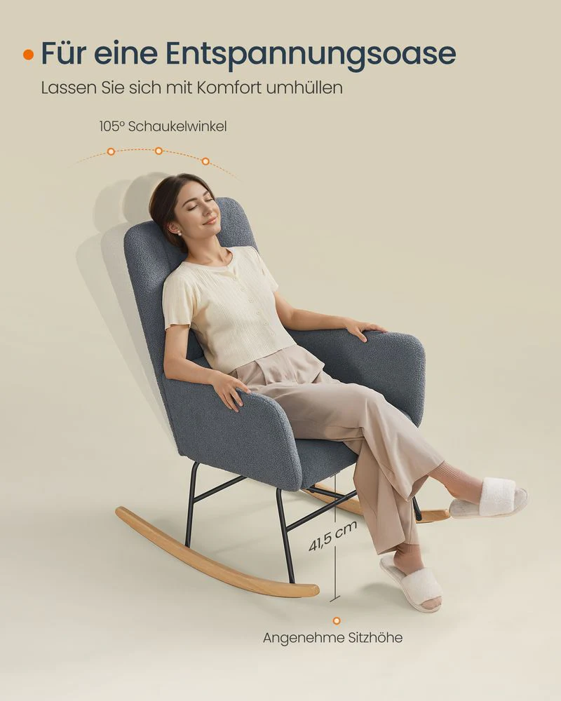 Schommelstoel – Comfortabele fauteuil met Fleece Bekleding - Image 4
