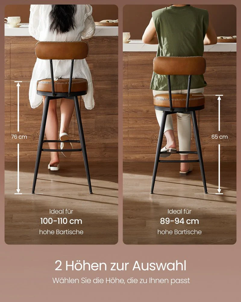 Set van 2 Barkrukken - 360° Draaibaar - Kunstleer - Industrieel Design - Image 11