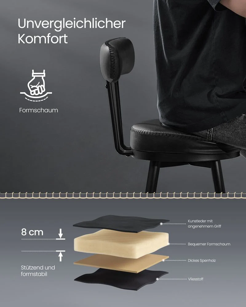 Set van 2 Barkrukken - 360° Draaibaar - Kunstleer - Industrieel Design - Image 9