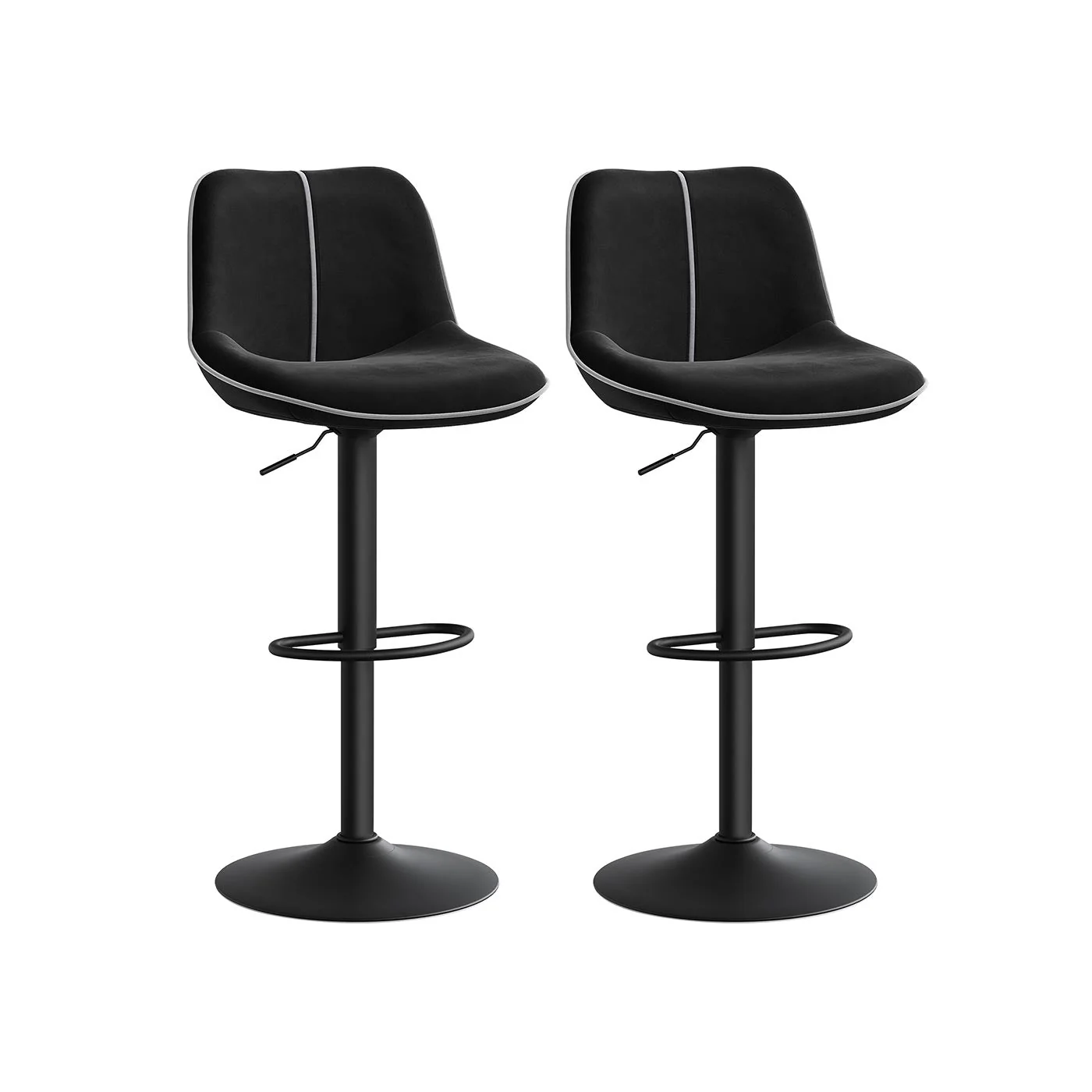 Set van 2 Barkrukken – Verstelbare Zithoogte – Fluwelen Bekleding – Ergonomisch Comfort – Stabiele Voet